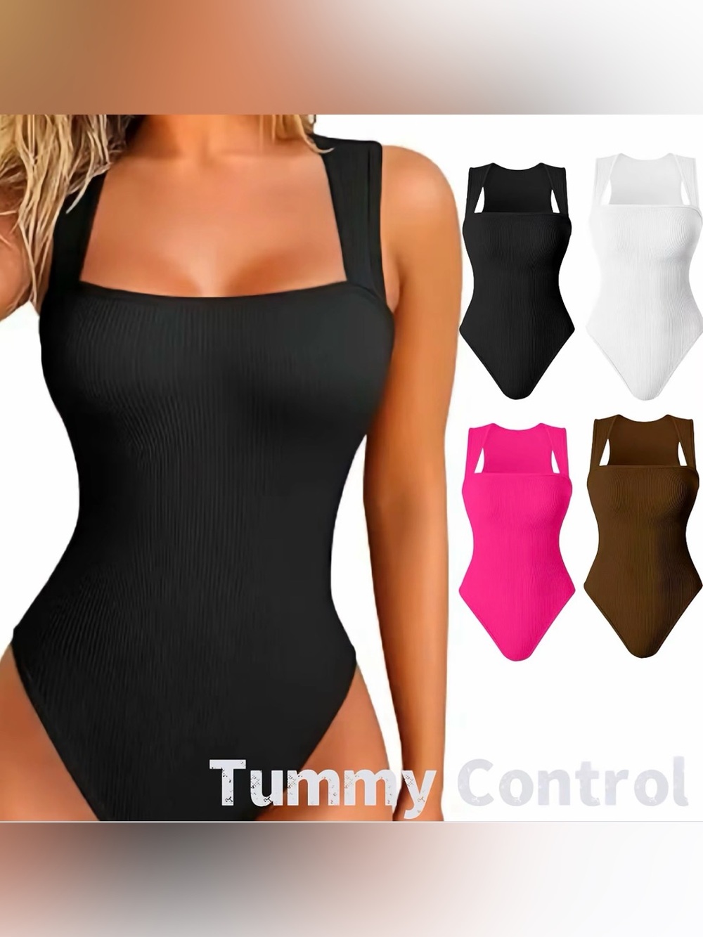 Women’s Ribbed Shapewear Bodysuit Tummy Control Tank Top
